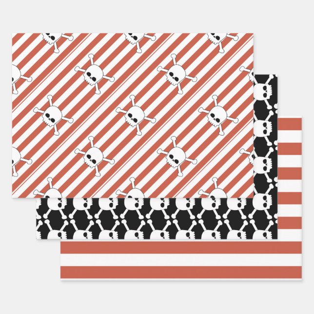 pirate birthday party with skulls wrapping paper sheets (Set)