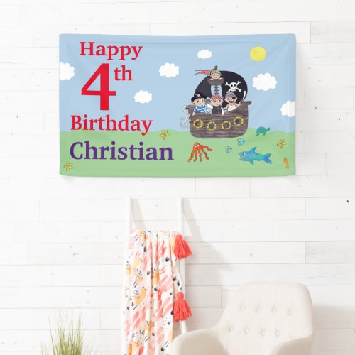 Pirate Birthday personalised banner