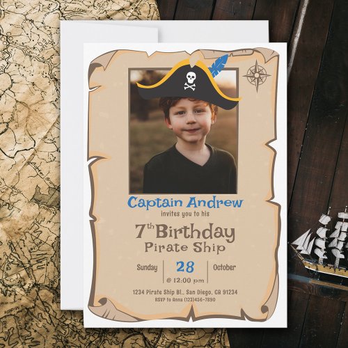 Pirate Birthday  Photo Birthday Invitation