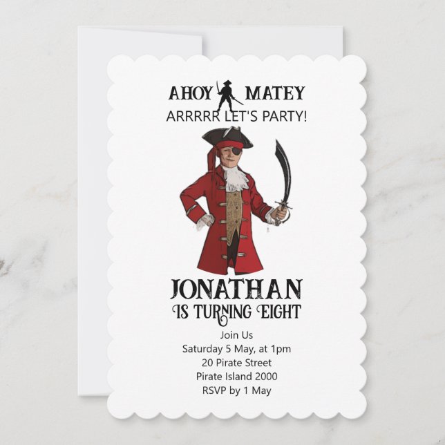 Pirate Birthday Red Boy theme  Invitation (Front)