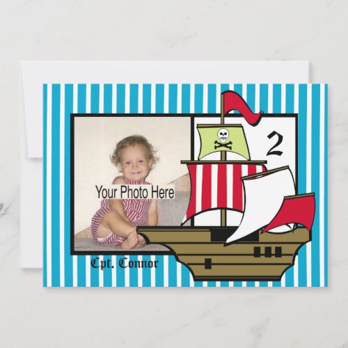 Pirate Birthday Ship Photo Custom Invites