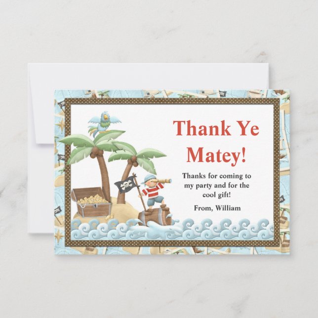 Pirate Birthday Thank You Card (Front)