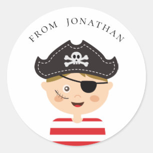 Pirate birthday thank you. Kids party. Baby boy Classic Round Sticker