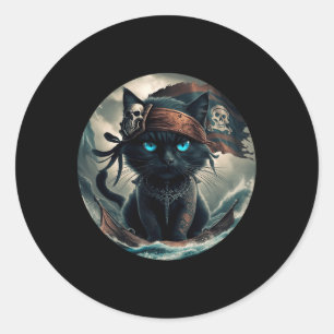 Pirate Black Cat Classic Round Sticker
