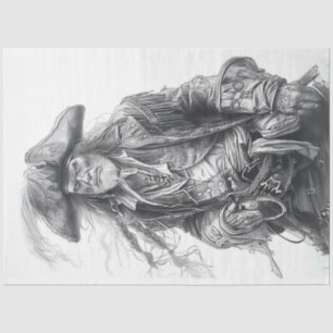 Pirate Black White Decoupage Tissue Paper