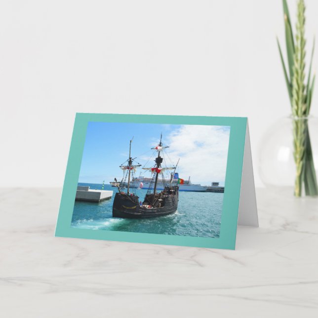 Pirate boat in Madeira Holiday Card (Front)