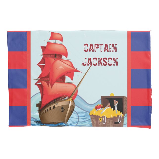 Pirate Boat stripes cute Pillow Case (Front)