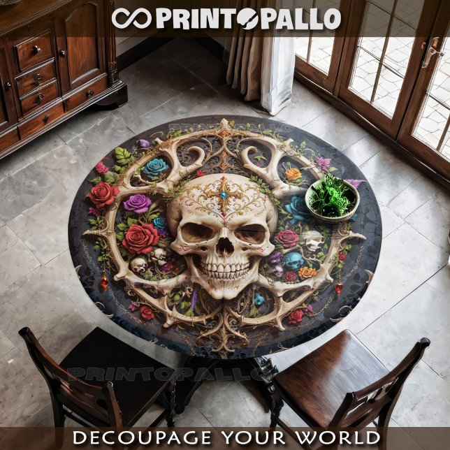 Pirate bone medallion with skull and flowers tissue paper (Creator Uploaded)