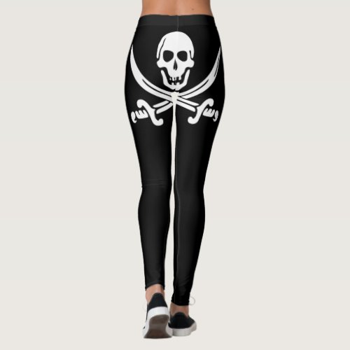 Pirate Booty Leggings - Black and white jolly roger pirate leggings. Talk Like a Pirate Day is September 19.