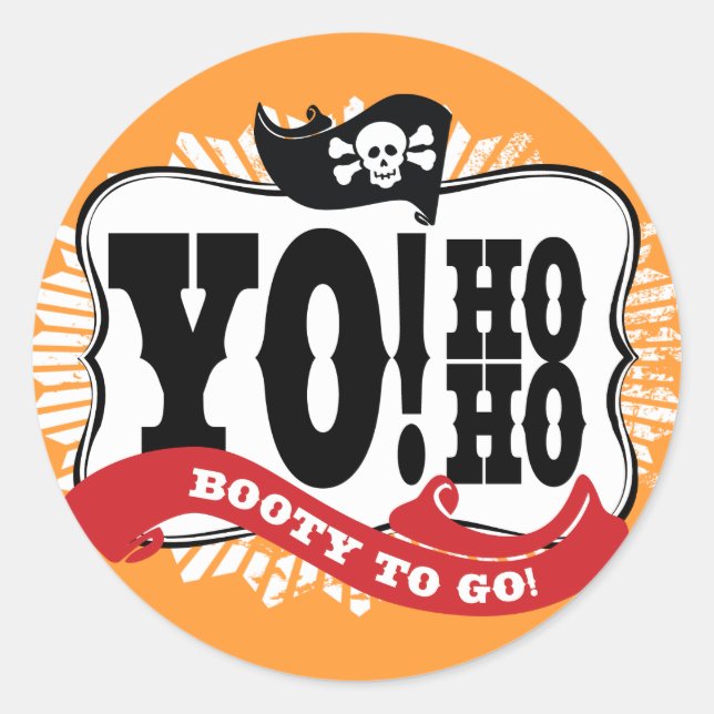 Pirate Booty Sticker for Favor Bags or Gifts (Front)