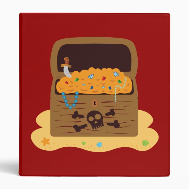 Pirate Booty Treasure Chest 3 Ring Binder (Front)