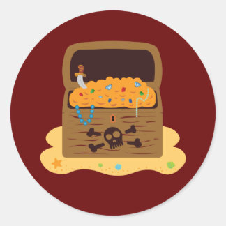 Pirate Booty Treasure Chest Classic Round Sticker