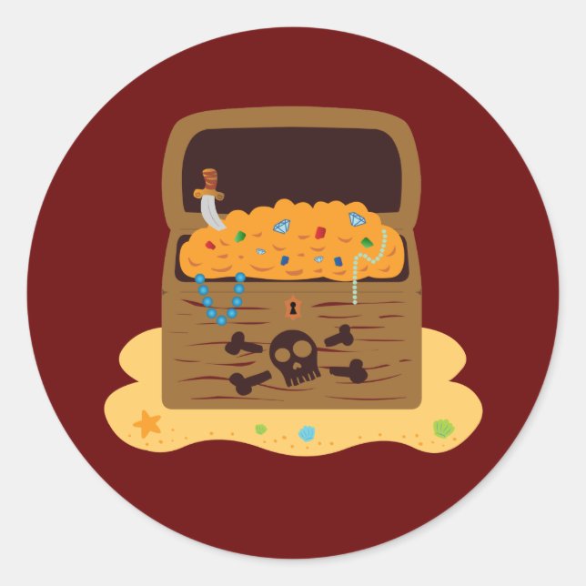 Pirate Booty Treasure Chest Classic Round Sticker (Front)