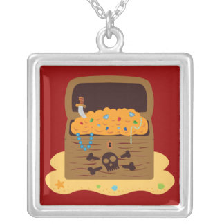 Pirate Booty Treasure Chest Silver Plated Necklace