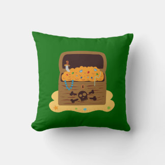 Pirate Booty Treasure Chest Throw Pillow