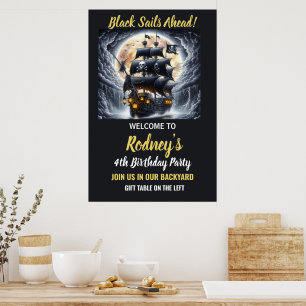 Pirate Bounty Ahead Birthday Poster