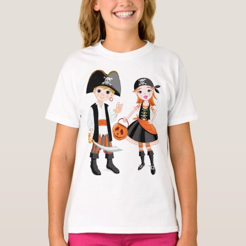 Pirate Boy And Girl Girls T_Shirt