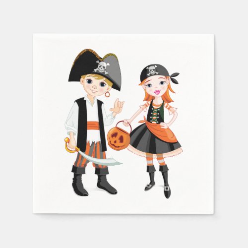 Pirate Boy And Girl Paper Napkins