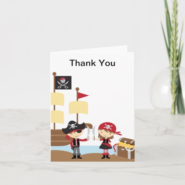 Pirate Boy and Girl Thank You Note Cards (Front)