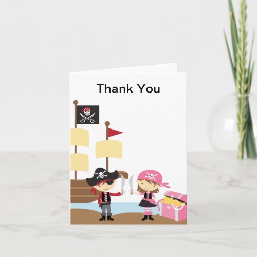 Pirate Boy and Pink Pirate Girl Note Card