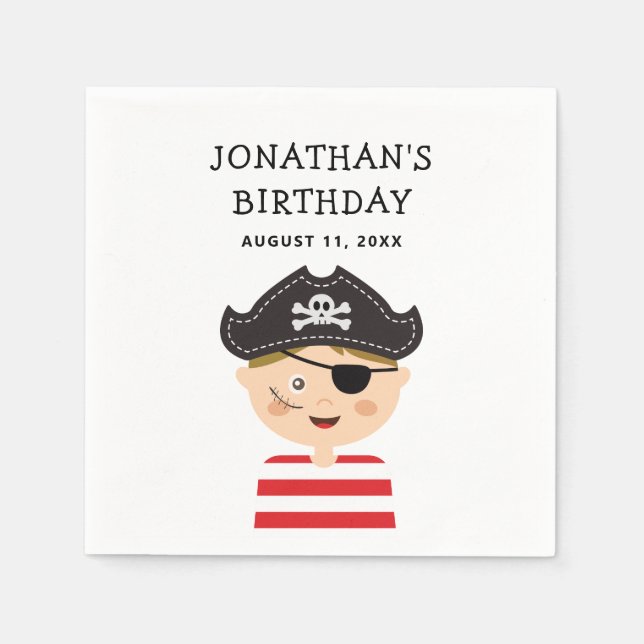 Pirate Boy Birthday | Fun Kids Adventure Party Napkins (Front)