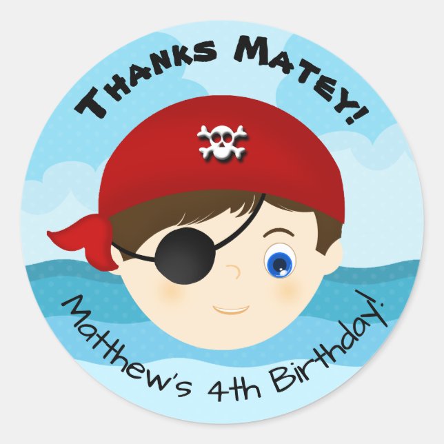 Pirate Boy Classic Round Sticker (Front)