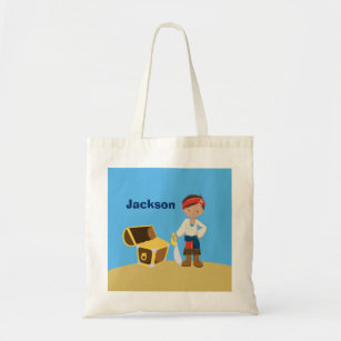 Pirate Boy Summer Beach Kids Monogram Pool Tote Bag