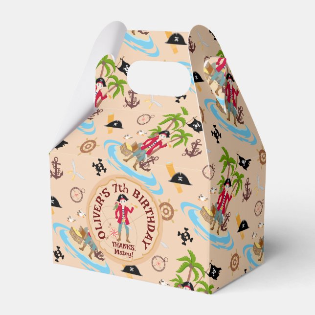 Pirate Boy Treasure Map Fun Birthday Party Favor Boxes (Front Side)