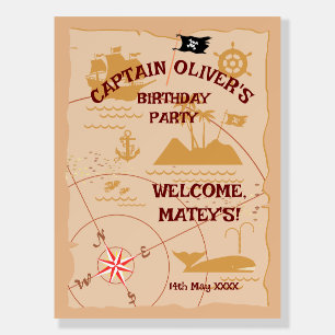 Pirate Boy Treasure Map Fun Birthday Party Foam Board