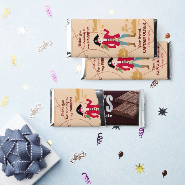 Pirate Boy Treasure Map Fun Birthday Party Hershey Bar Favors (Front)