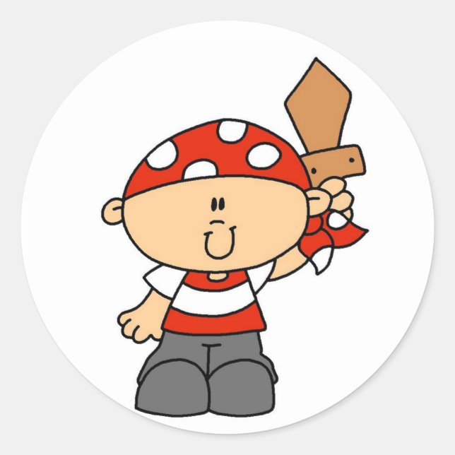 Pirate Boy Tshirts and Gifts Classic Round Sticker (Front)