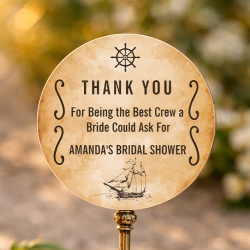 Pirate Bridal Shower &amp; Bachelorette Party Favor Classic Round Sticker