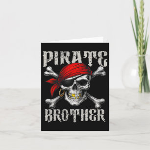 Pirate Brother Jolly Roger Flag And Skull Crossbon Card