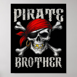 Pirate Brother Jolly Roger Flag And Skull Crossbon Poster