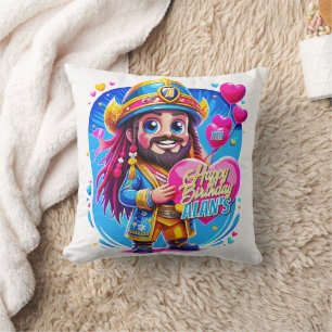 Pirate Captain Birthday Kids Gifts Illustration Throw Pillow