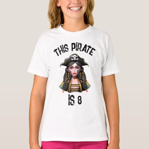 Pirate captain DIY age girls birthday party T_Shirt