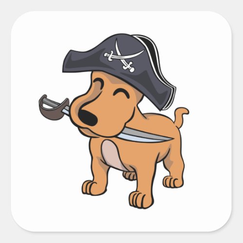 Pirate Captain Dog with Sword Square Sticker