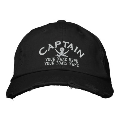 Pirate captain fun sailing embroidered baseball cap