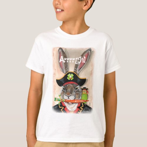 Pirate Captain Jack Rabbit Parakeet Animal Kids T_Shirt