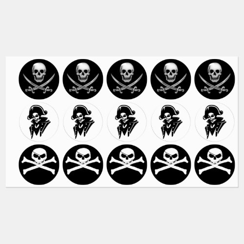 Pirate Captain Jolly Roger Kids Labels