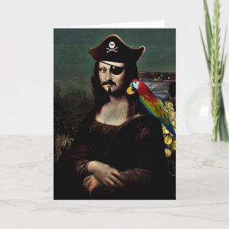 Pirate Captain Mona Lisa Holiday Card