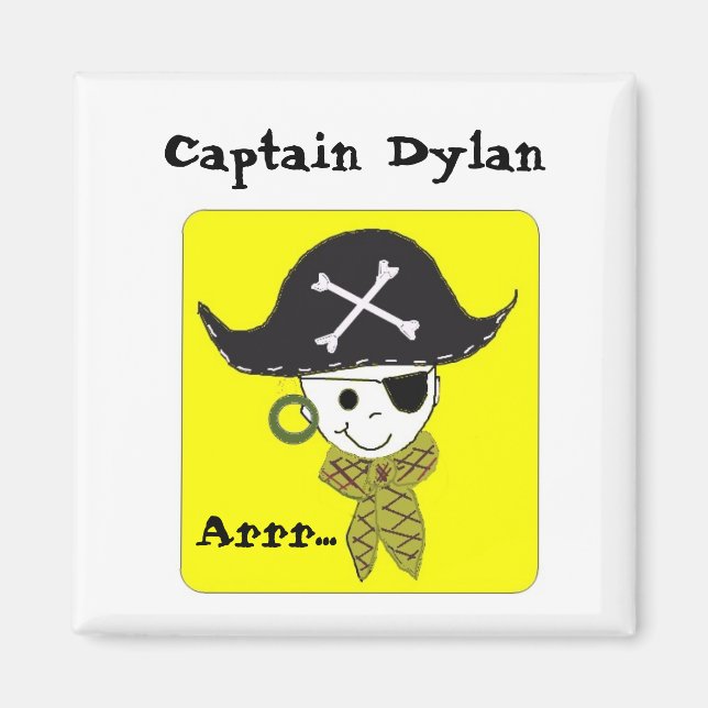 Pirate Captain Name Design Magnet (Front)