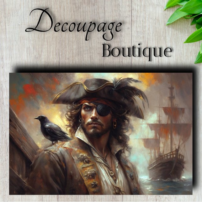 Pirate Captain Portrait Decoupage Tissue Paper (Pirate Captain Portrait Decoupage Tissue Paper)