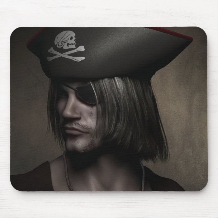 Pirate Captain Portrait Mouse Pad