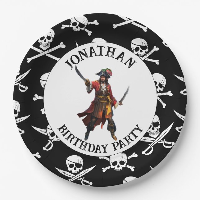 Pirate captain ship Paper Plates (Front)