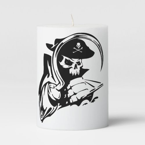 Pirate Captain Skeleton Hook Pillar Candle