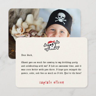 Pirate Captain Skull Kids Birthday Thank You Card