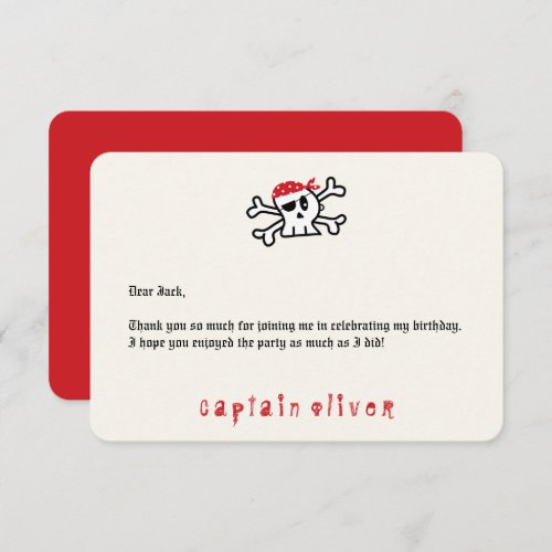 Pirate Captain Skull Kids Birthday Thank You Card