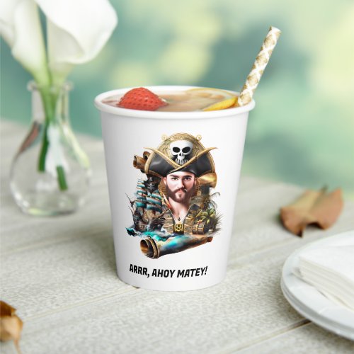 Pirate captain treasure ghost ship ahoy matey DIY Paper Cups