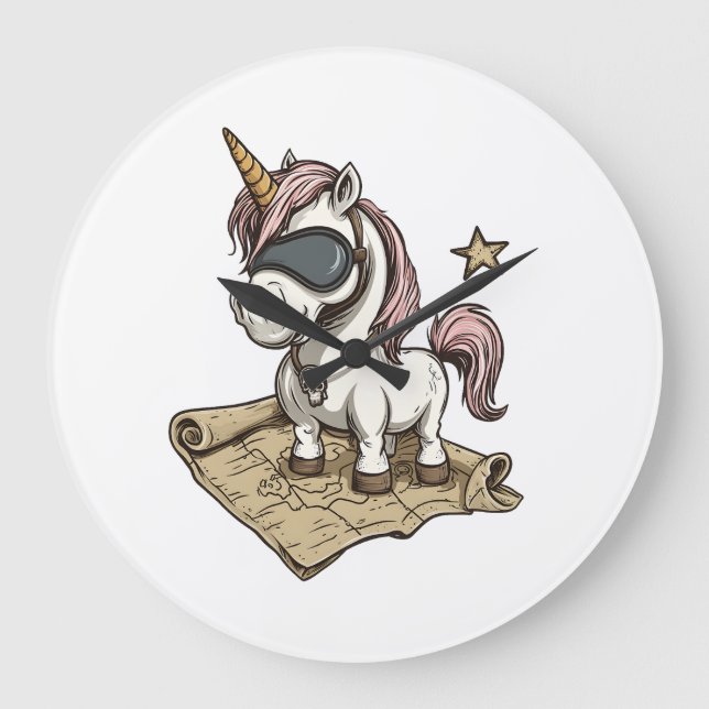 Pirate Captain Unicorn (1) Large Clock (Front)